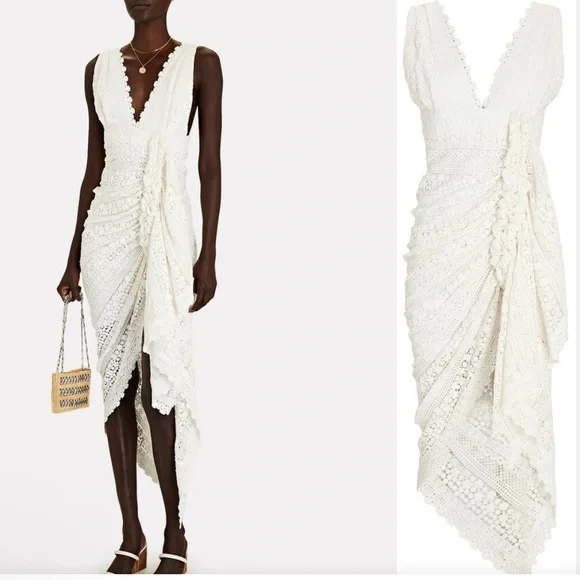 Just BEE Queen Tulum Ruched Crochet Midi Dress size Large